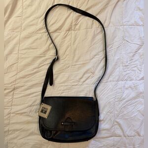 FRYE Olivia Black Leather Crossbody Bag
